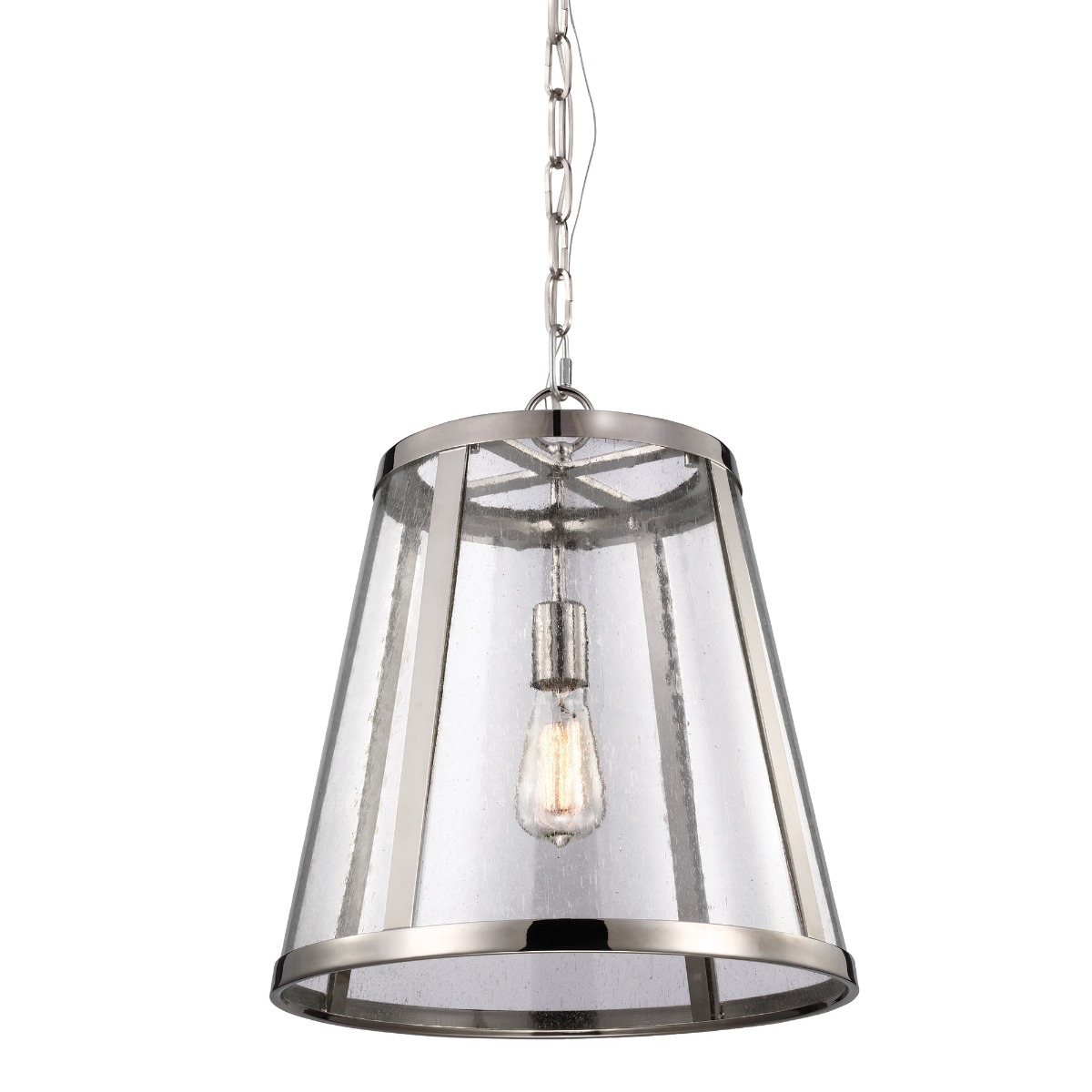 FE-HARROW-P-M Harrow 1 Light Polished Nickel Medium Ceiling Pendant