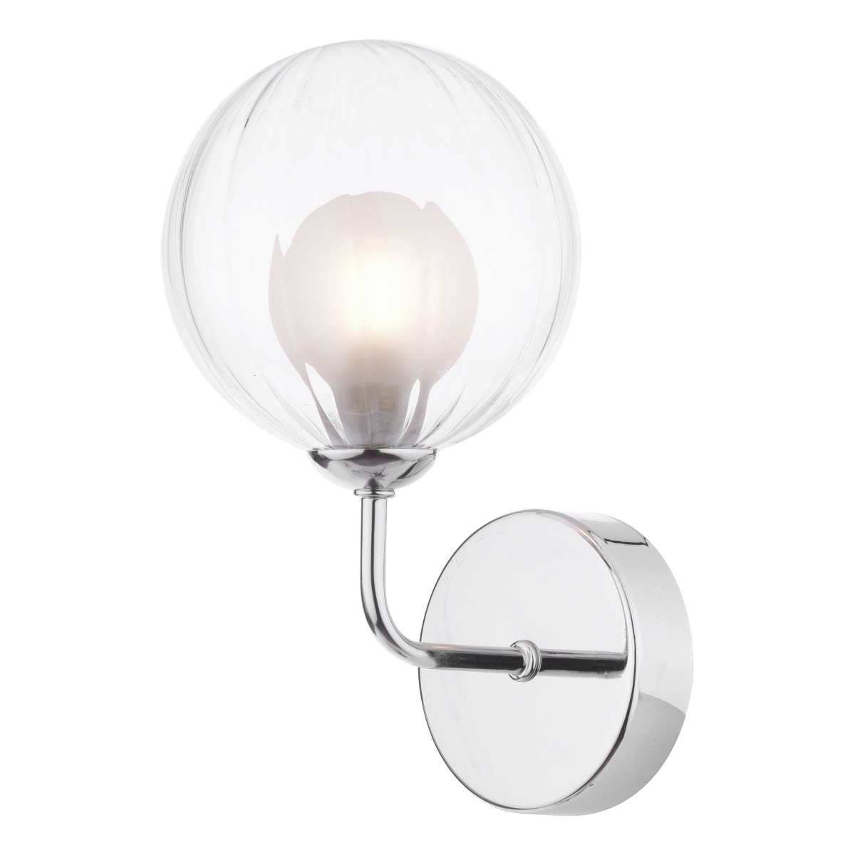 Dar Lighting Feya Wall Light In Polished Chrome With Clear And Opal Glass