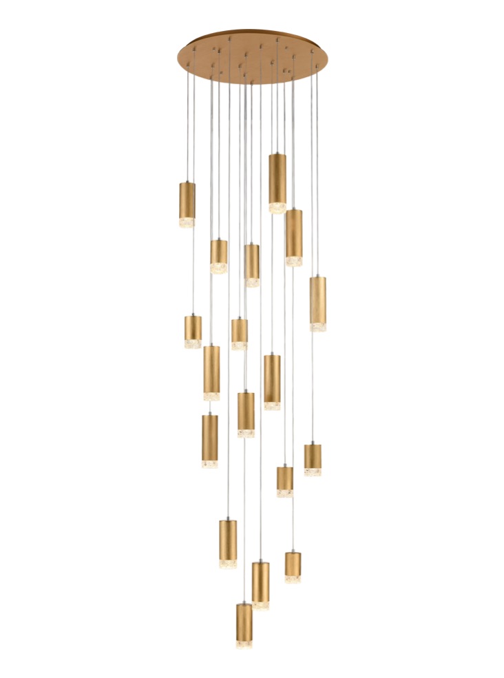 Franklite F2415-18 Cordelia 18 Light Cluster Ceiling Pendant Light In Satin Brushed Gold Finish