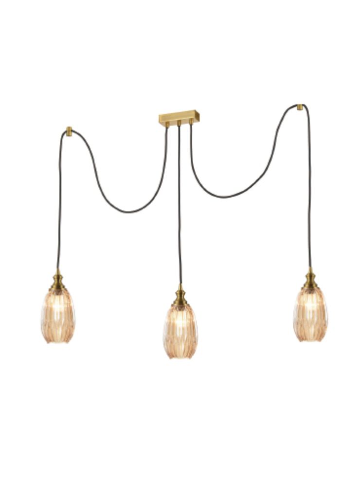 Image of Marcella 3 Light Cluster Bar Ceiling Light In Amber Glass Finish F2428-3/352