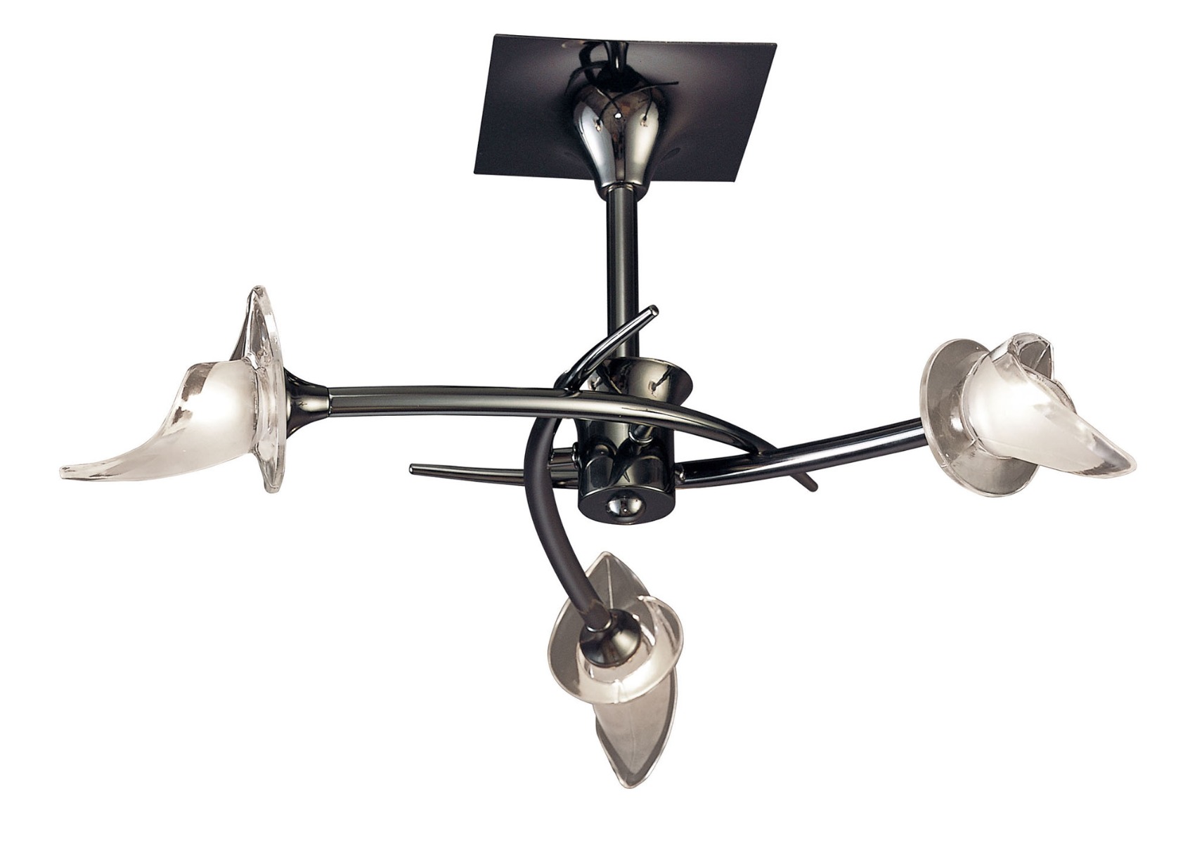 Image of M0306BC Flavia 3 Light Black Chrome Semi-Flush Ceiling Lamp