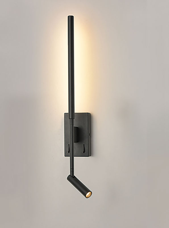 Franklite WB111 LED Reading 2 Light Wall Light In Matt Black Finish