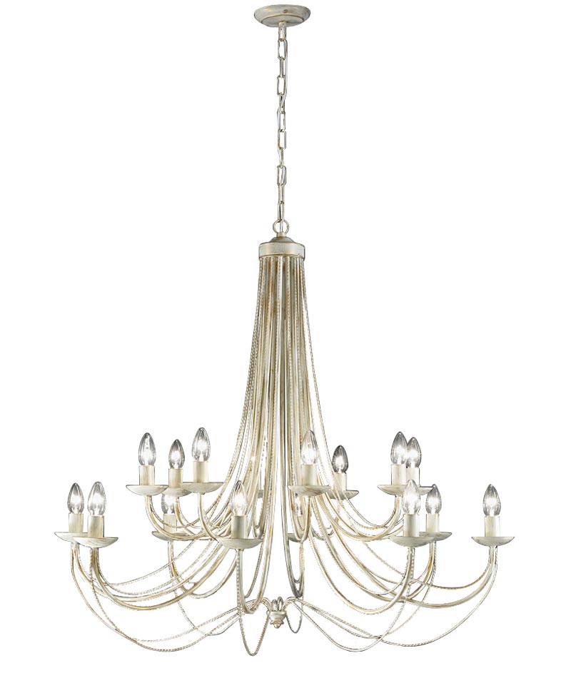 Franklite Philly 16 Light Ceiling Chandelier In Cream With Gold Highlights FL2172/16
