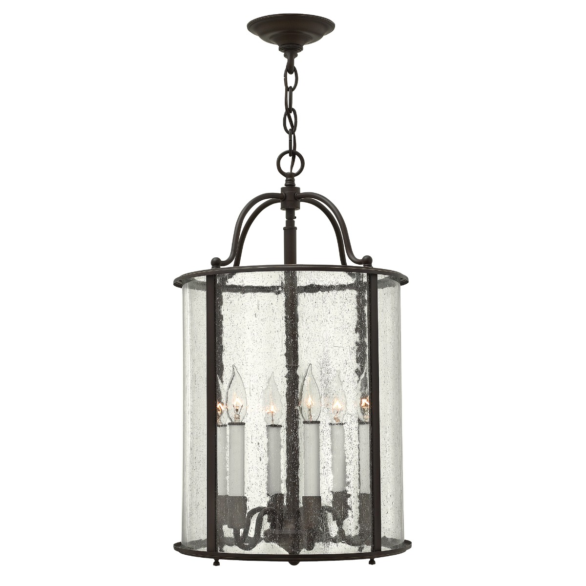 Image of HK-GENTRY-P-L-OB Gentry 6 Light Bronze Round Hanging Ceiling Lantern