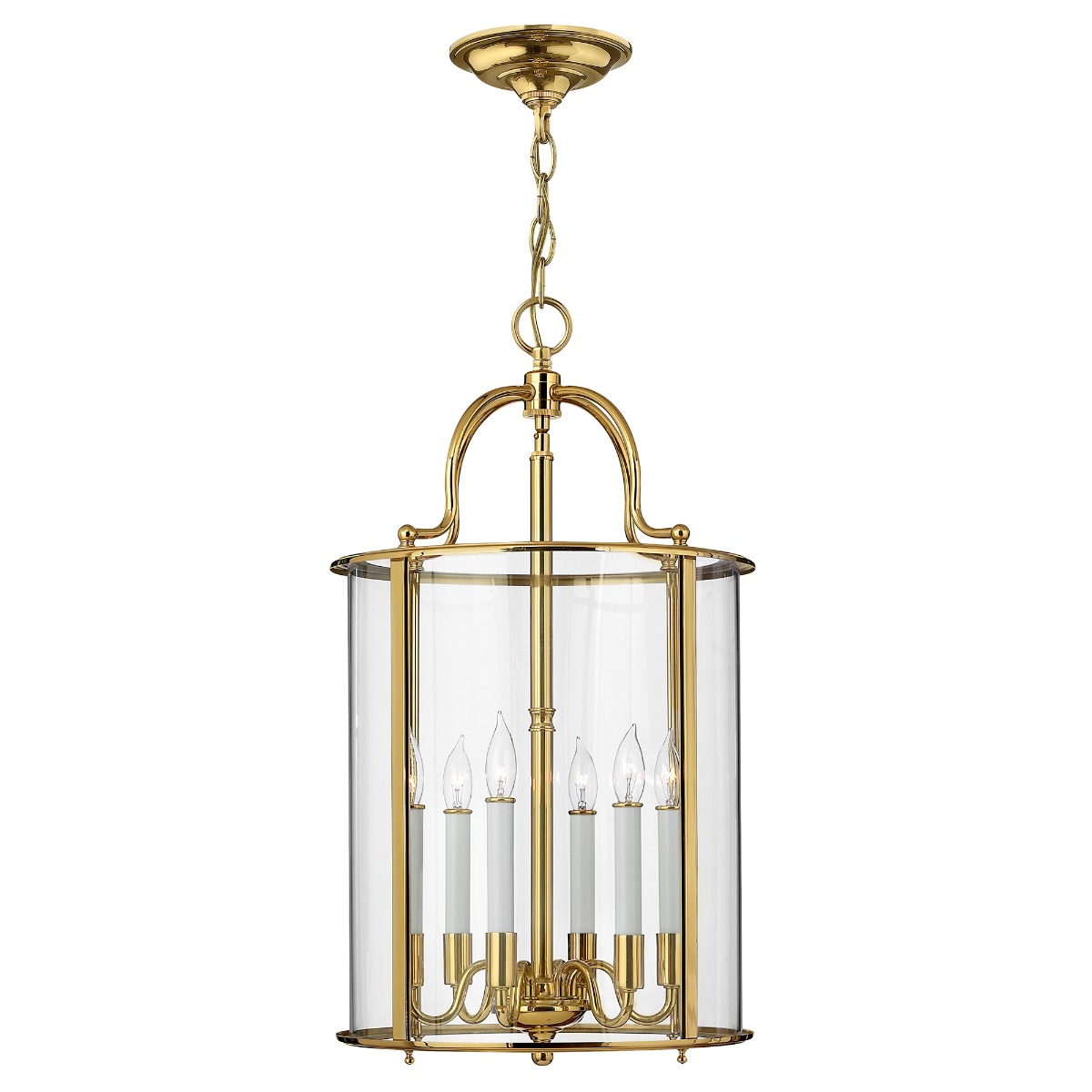 HK-GENTRY-P-L-PB Gentry 6 Light Round Polished Solid Brass Hanging Lantern