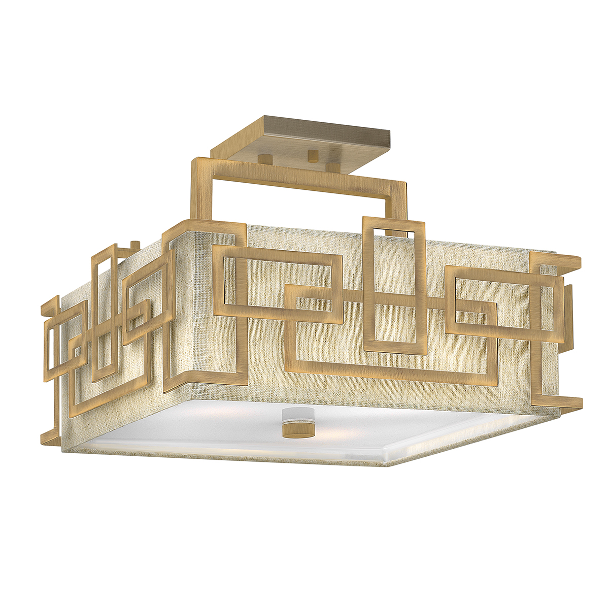 HK-LANZA-SF-BR Lanza 3 Light Semi Flush Ceiling Light In Brushed Bronze