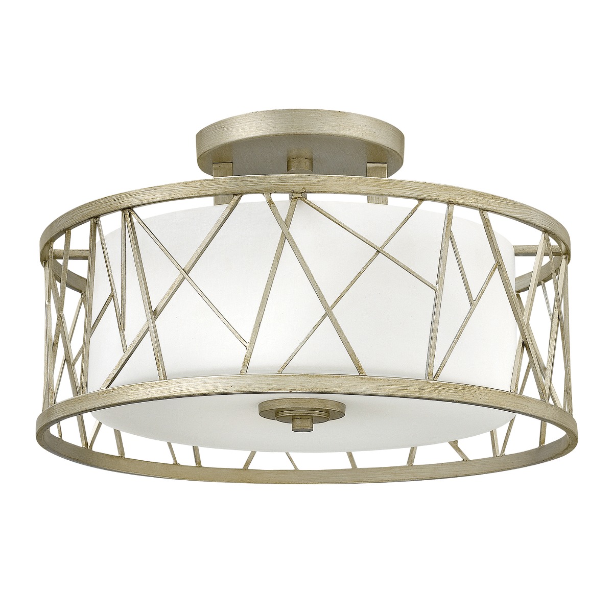 HK-NEST-SF-SL Nest Silver Leaf 3 Light Semi Flush Ceiling Light
