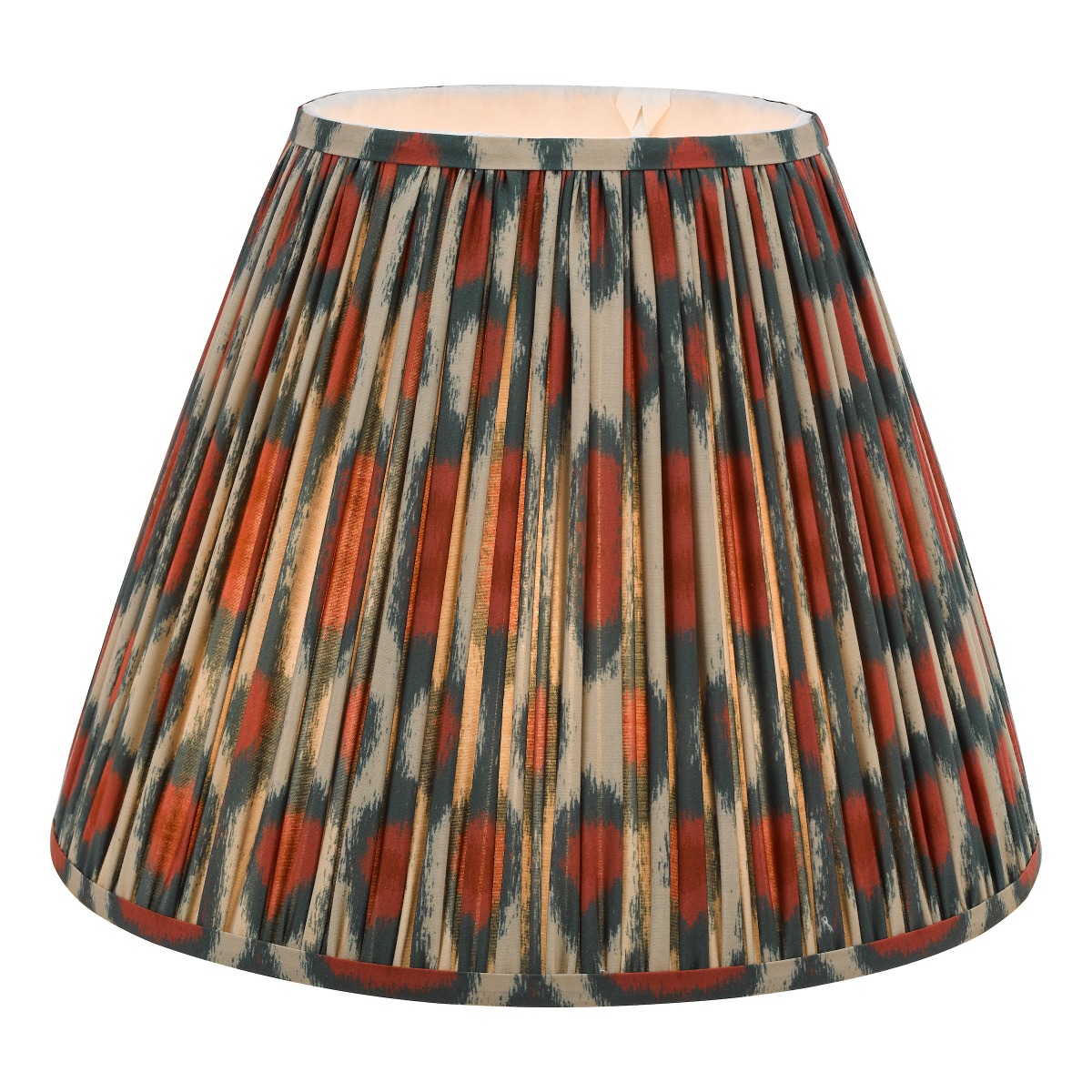 Dar Lighting Ikat Red And Green Cotton Tapered Drum Shade 40cm