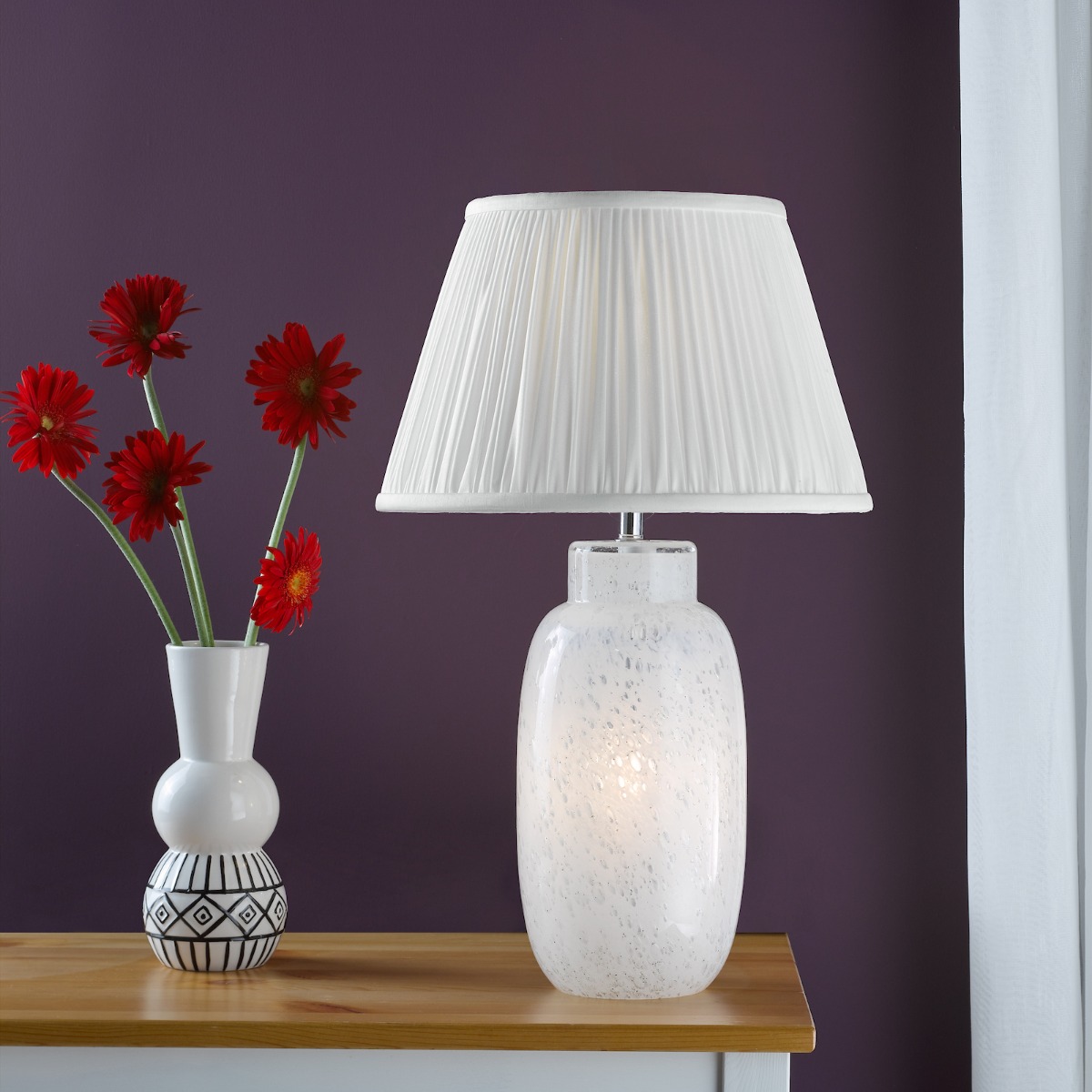 Dar Lighting Ileana White Art Glass Table Lamp Base Only