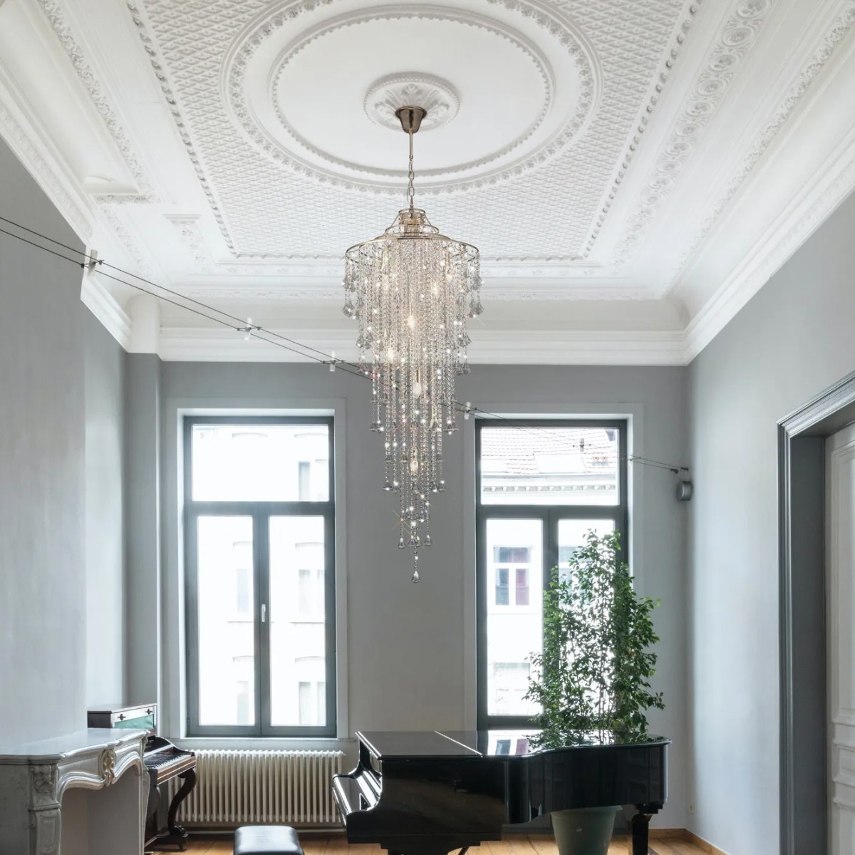 Diyas IL32775 Inina 9 Light Tall Ceiling Light In French Gold