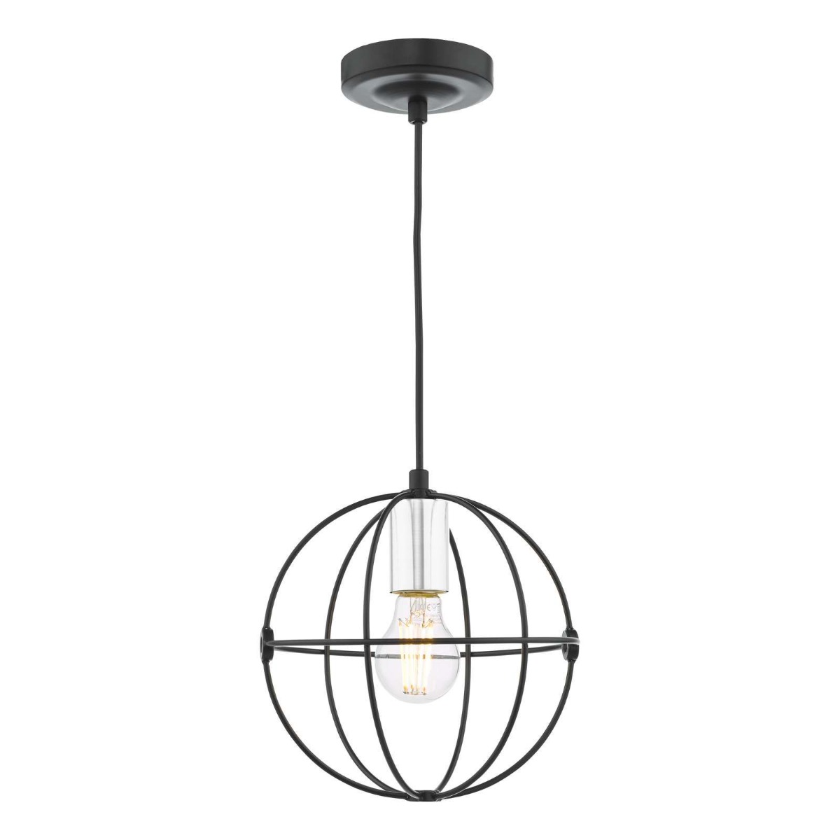Dar Wisebuys Javari Single Ceiling Pendant Light In Matt Black And Polished Chrome