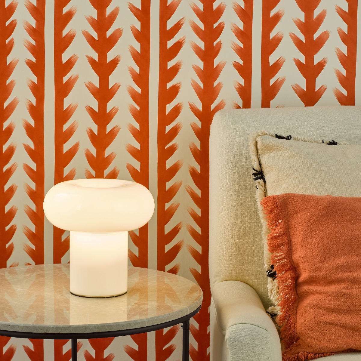 Dar Lighting Kaja White Glass Table Lamp