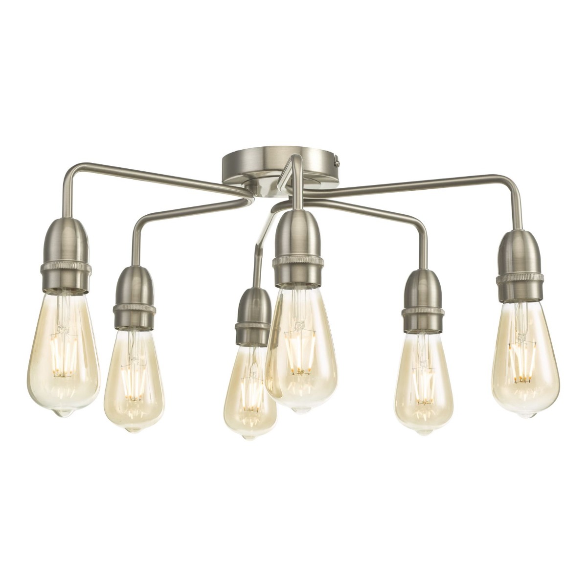 Dar Wisebuys Kiefer 6 Light Flush Ceiling Light In Satin Chrome Finish