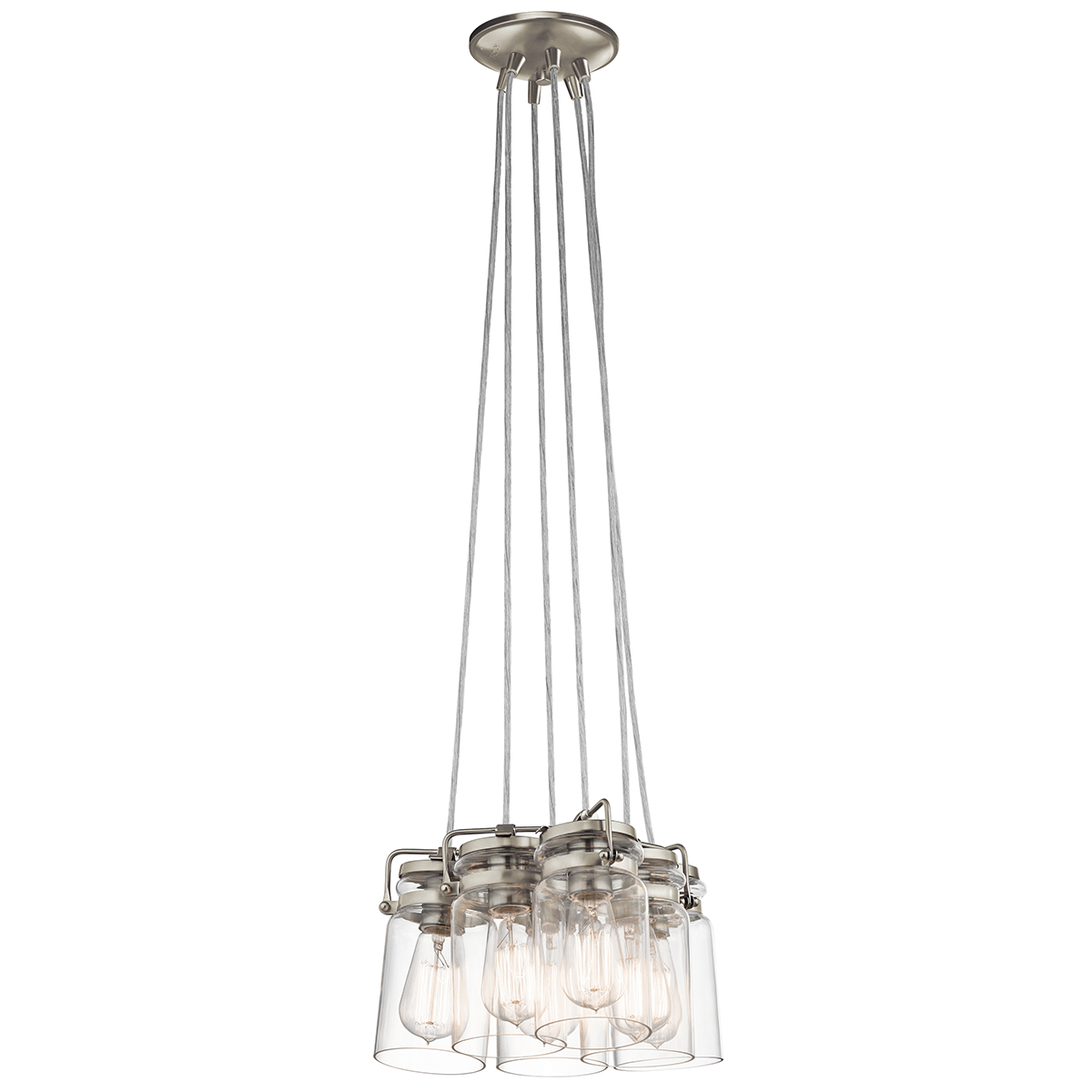 Image of Elstead KL/BRINLEY6 NI Brinley 6 Light Ceiling Pendant Light In Brushed Nickel