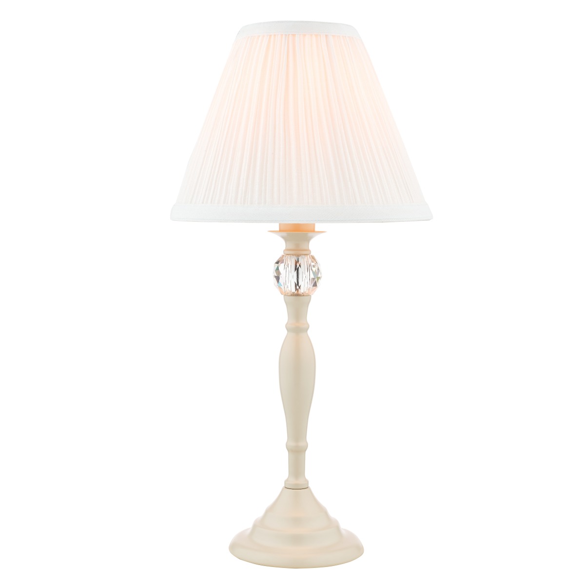 Image of Laura Ashley Ellis Satin Cream Spindle Table Lamp with Ivory Shade