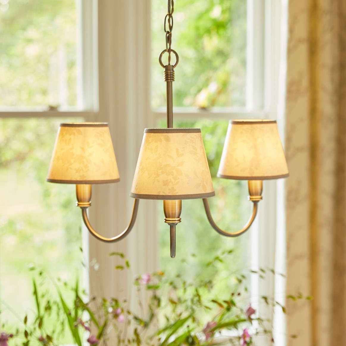 Image of Laura Ashley Westbourne 3 Light Ceiling Pendant Polished Pewter With Shade LA3756416-Q
