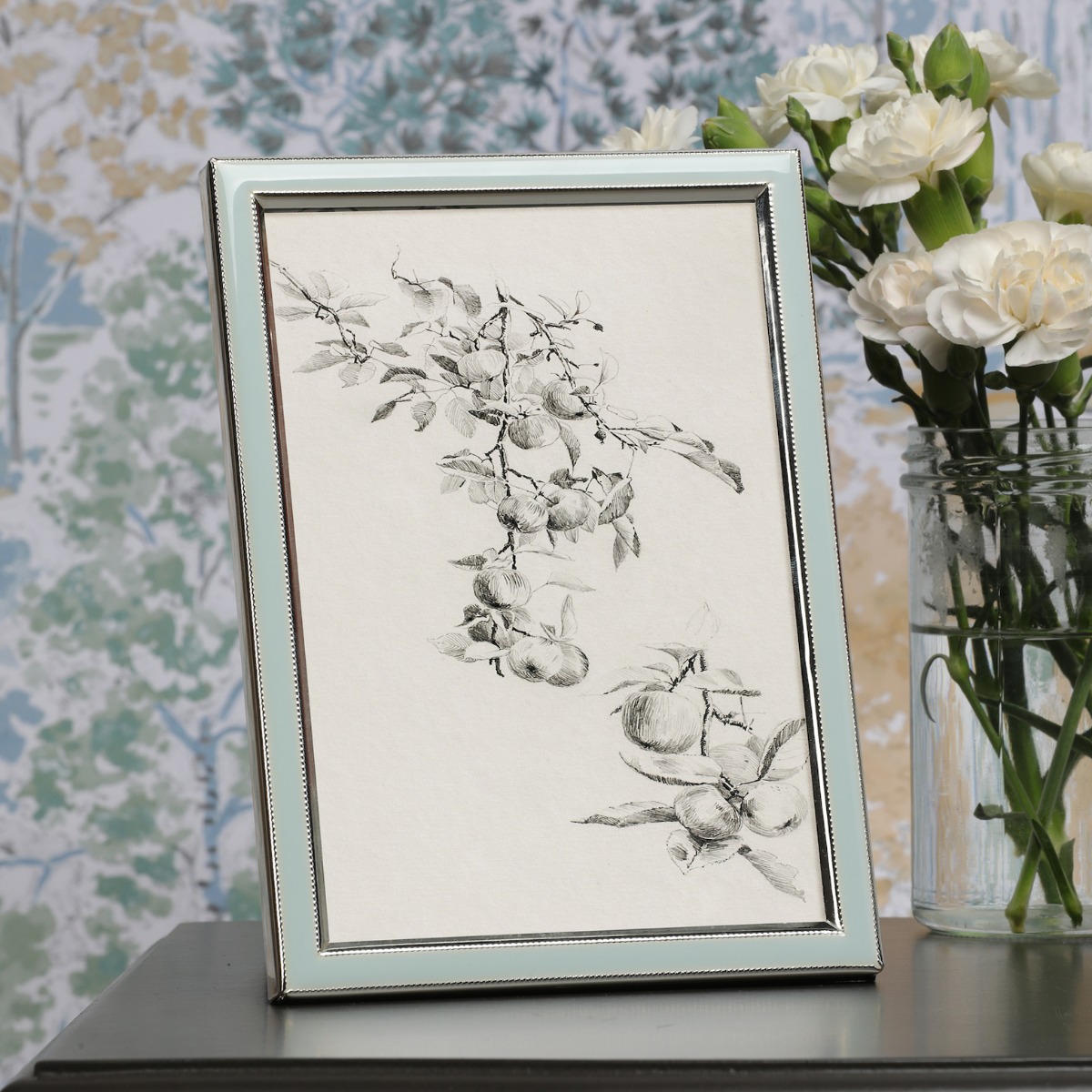 Laura Ashley Steynton Photo Frame Silver Plated with Pale Blue Frame LA3756581-Q