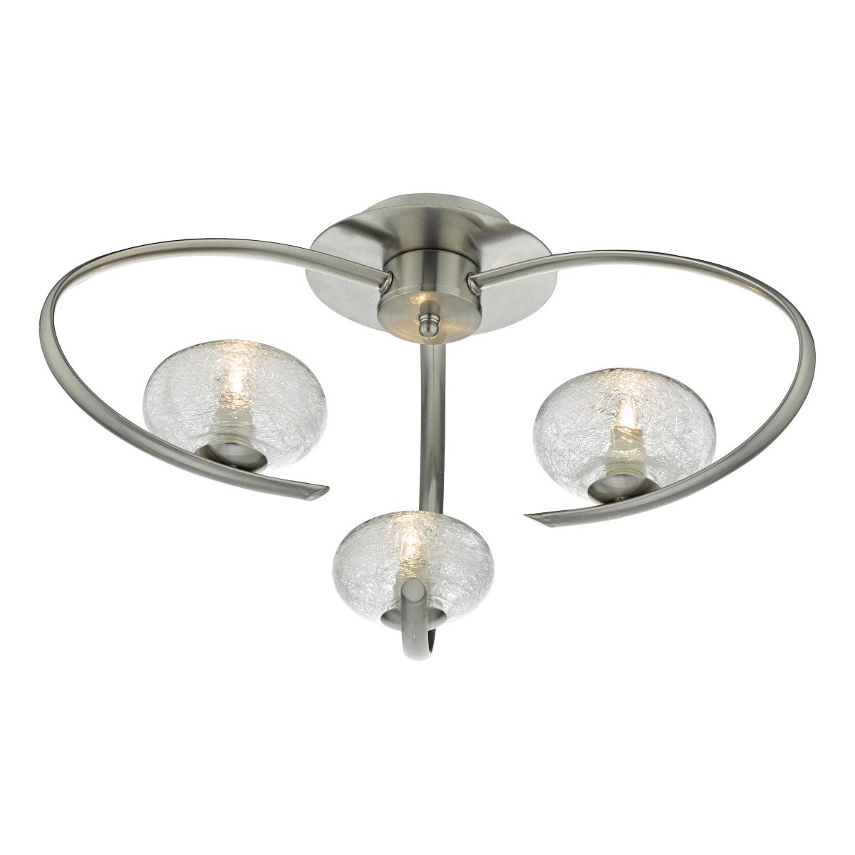 Dar LEI5346 Leighton 3 Light Semi Flush Ceiling Light In Satin Chrome