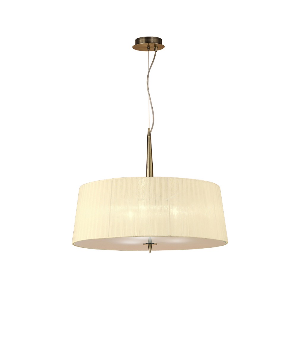 Mantra M4639AB Loewe 3 Light Single Ceiling Pendant With Shade In Antique Brass