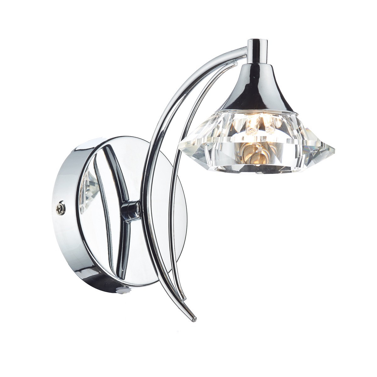Dar LUT0750 Luther Single Switched Crystal Wall Light - Polished Chrome