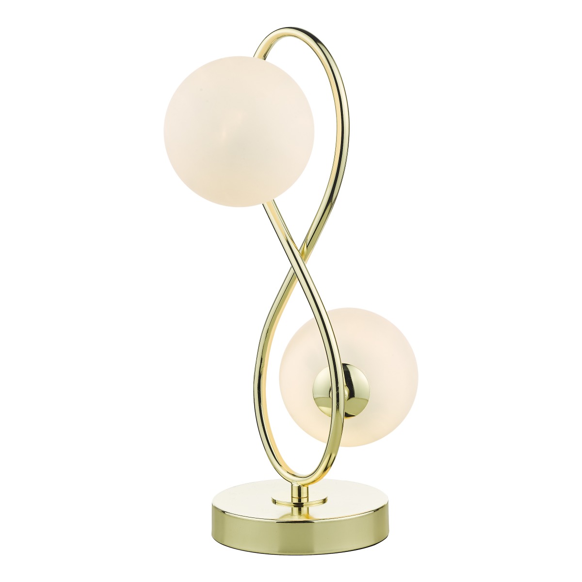 Dar Lighting  Lysandra 2 Light Table Lamp Polished Gold With Opal Glass