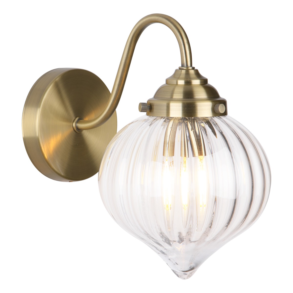 Dar Lighting Mya Wall Light In Antique Brass Finish With Glass Shade