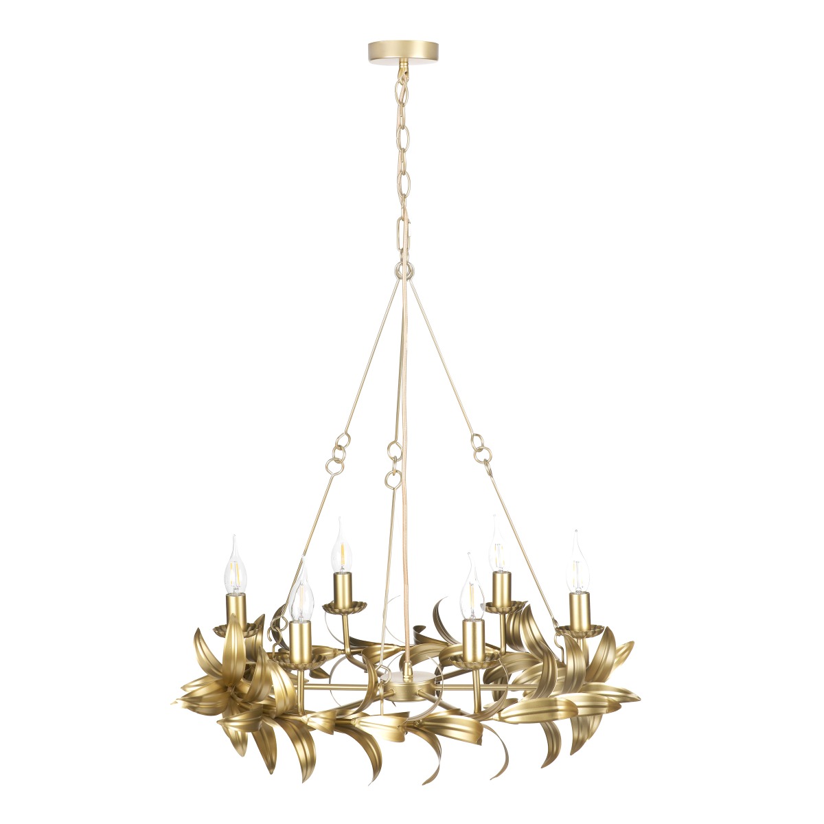 Dar Lighting Nadria 6 Light Ceiling Pendant Light In Satin Gold Finish