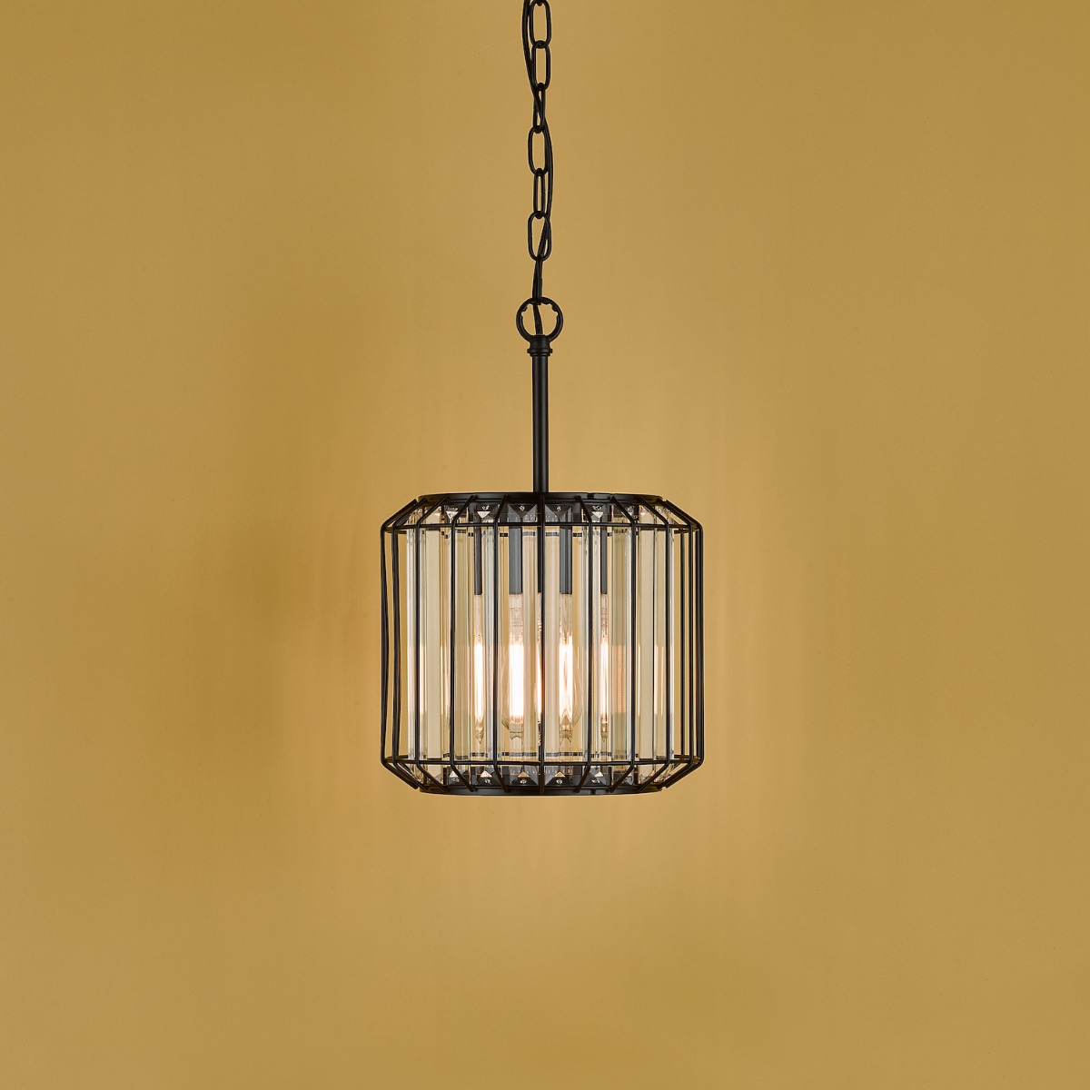 Dar Lighting Naeva Clear Glass Ceiling Pendant Light In Satin Black Finish NAE0122