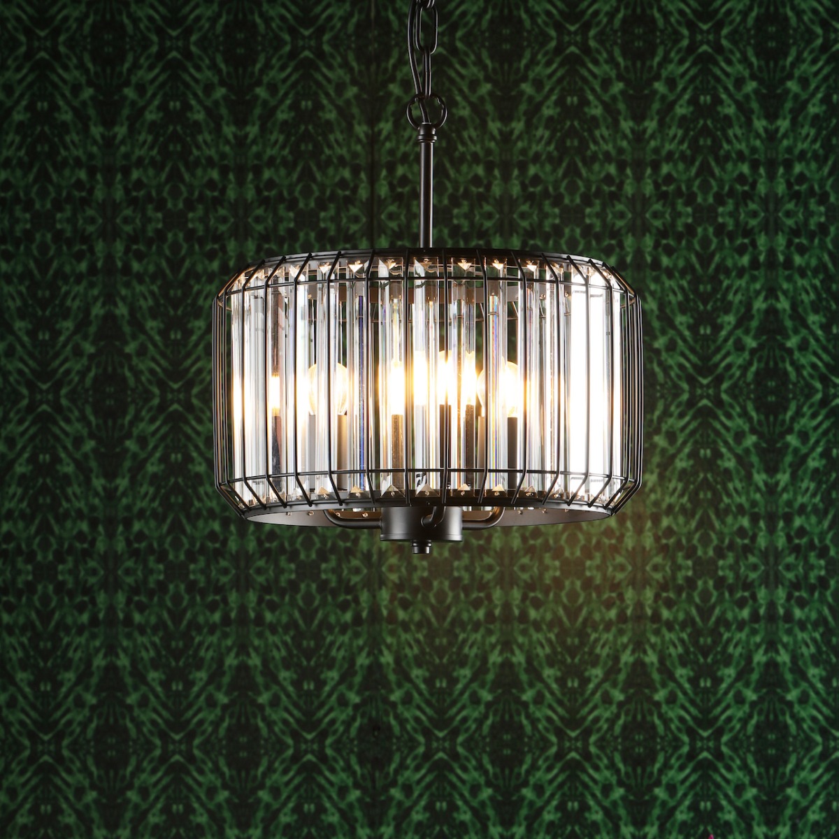 Dar Lighting Naeva 3 Light Crystal Ceiling Pendant Light In Satin Black Finish NAE0322