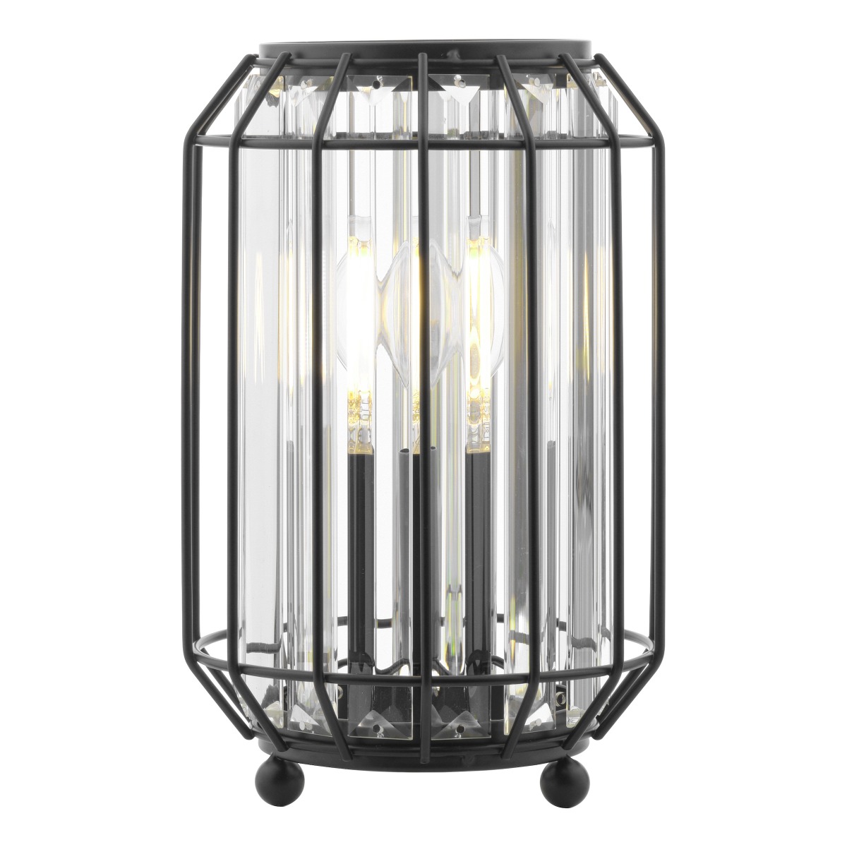 Dar Lighting Naeva Crystal Table Lamp In Matt Black Finish