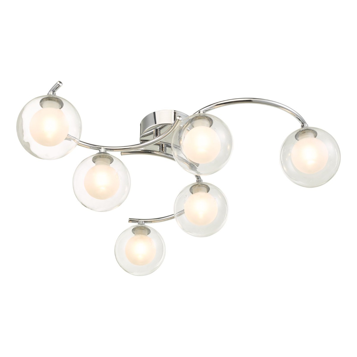 Dar Wisebuys Nakita 6 Light Semi Flush Ceiling Light In Polished Chrome With Double Glass