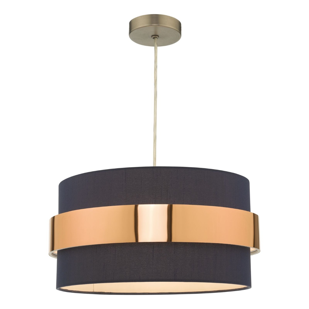 Image of Dar Wisebuys Oki Easy Fit Ceiling Pendant In Navy Blue And Copper