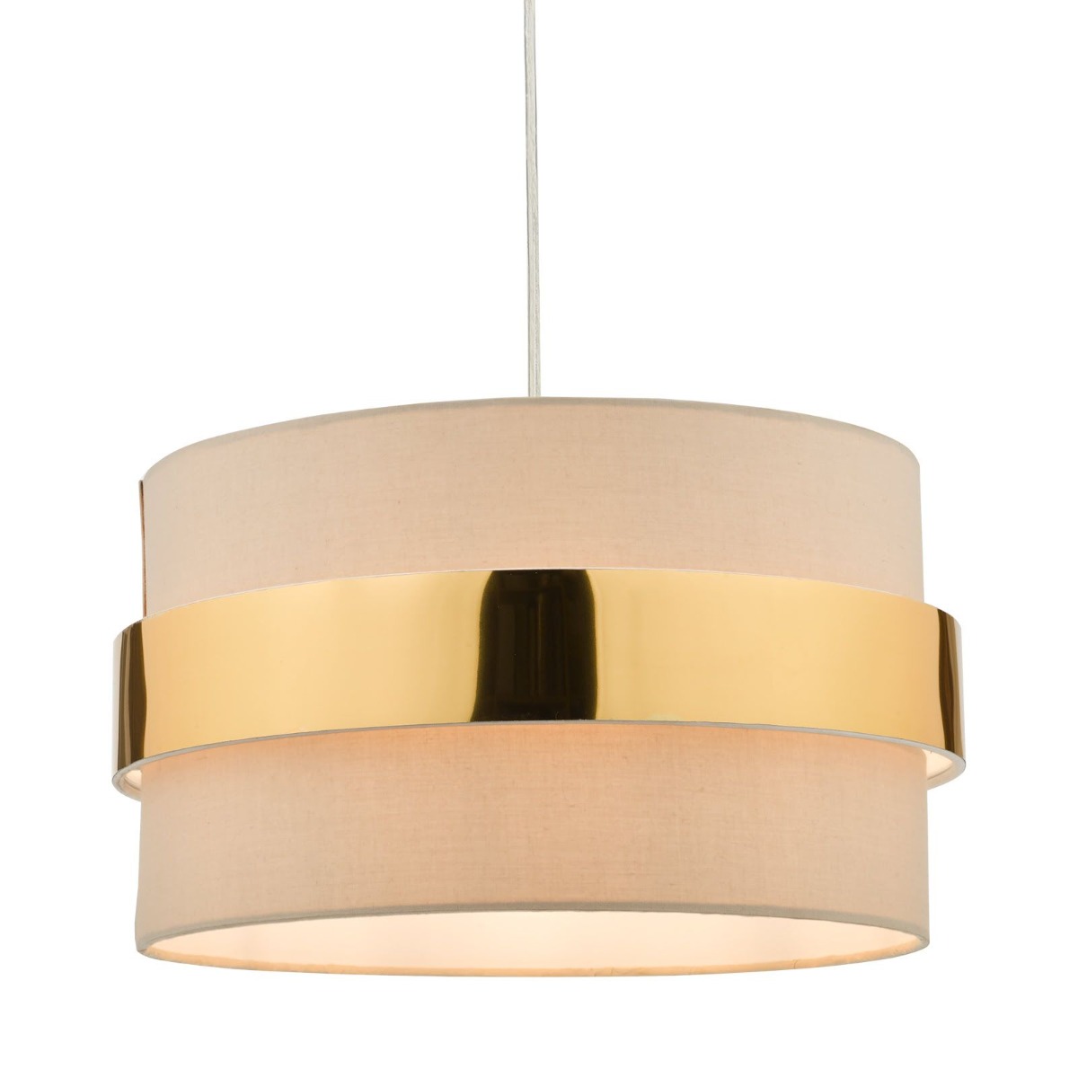 Image of Dar Wisebuys Oki Easy Fit Ceiling Pendant Shade In Taupe And Gold