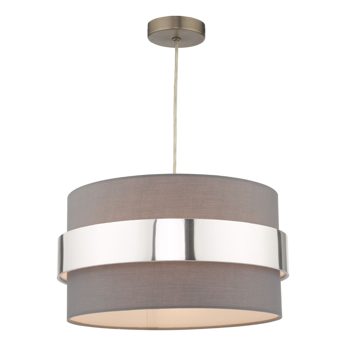 Image of Dar Wisebuys Oki Easy Fit Ceiling Pendant Shade In Grey And Chrome