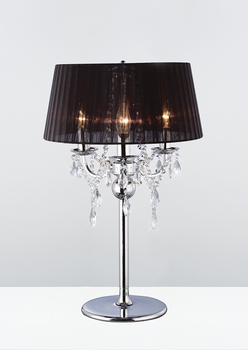 Image of IL30062BL Olivia Chrome Table Lamp with Black Shade