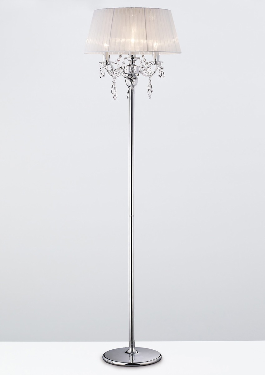 Image of IL30063WH Olivia 3 Light Chrome Floor Lamp with White Shade