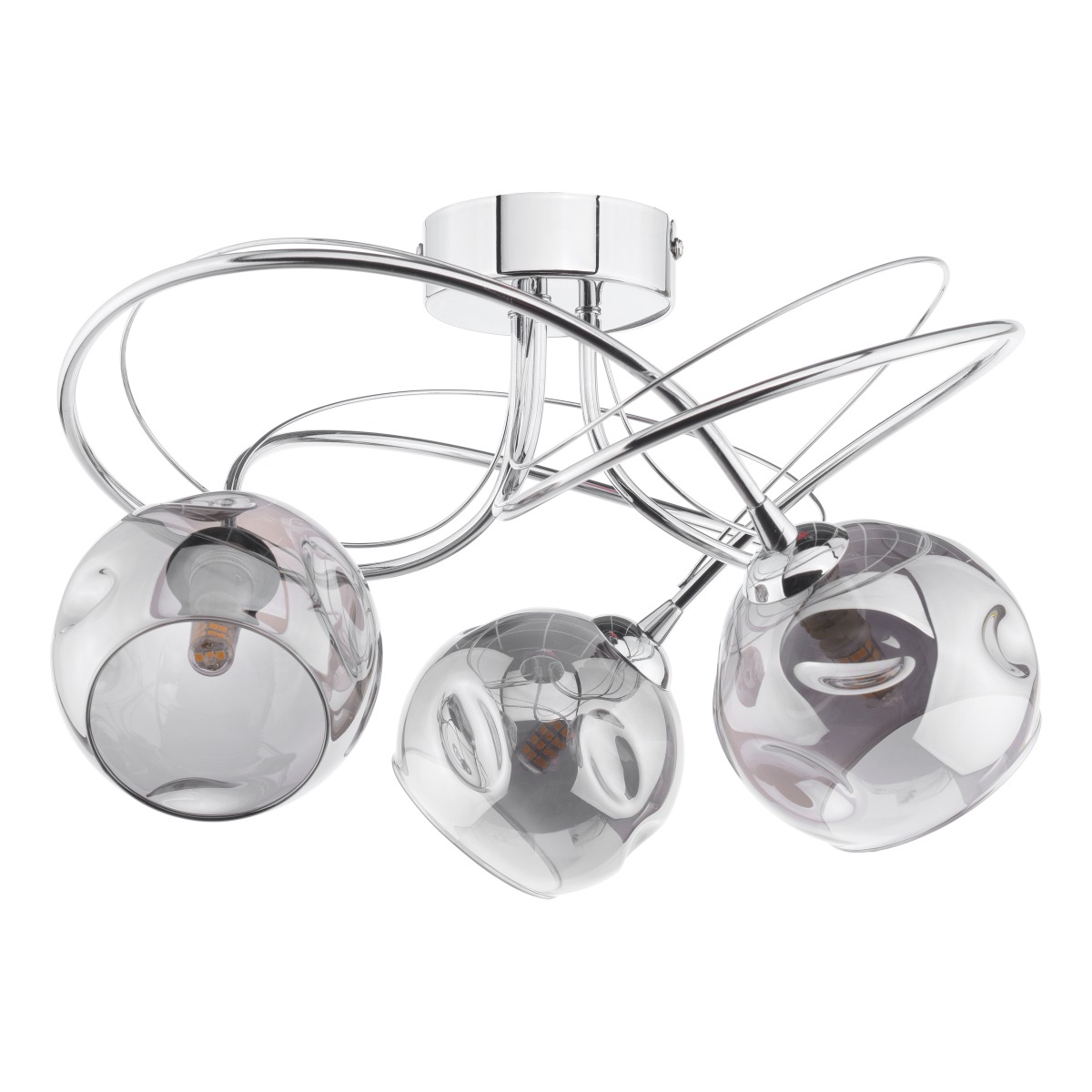 Dar Lighting Onawa 3 Light Semi Flush Ceiling Light In Polished Chrome With Smoked Glass ONA5350-15