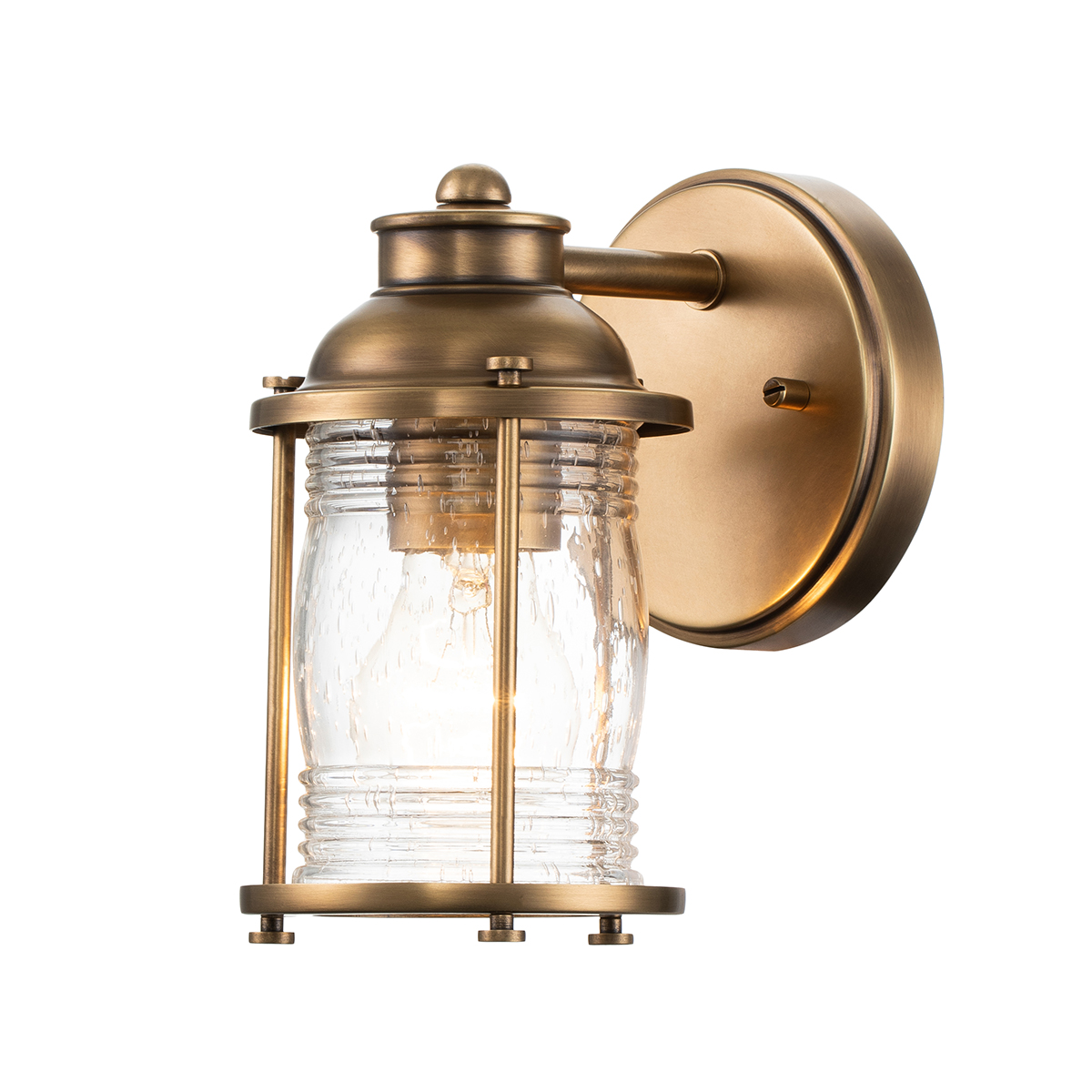 Image of Quintiesse QN-ASHLANDBAY1-NBR-BATH Ashland Bay Single Wall Light In Natural Brass Finish IP44