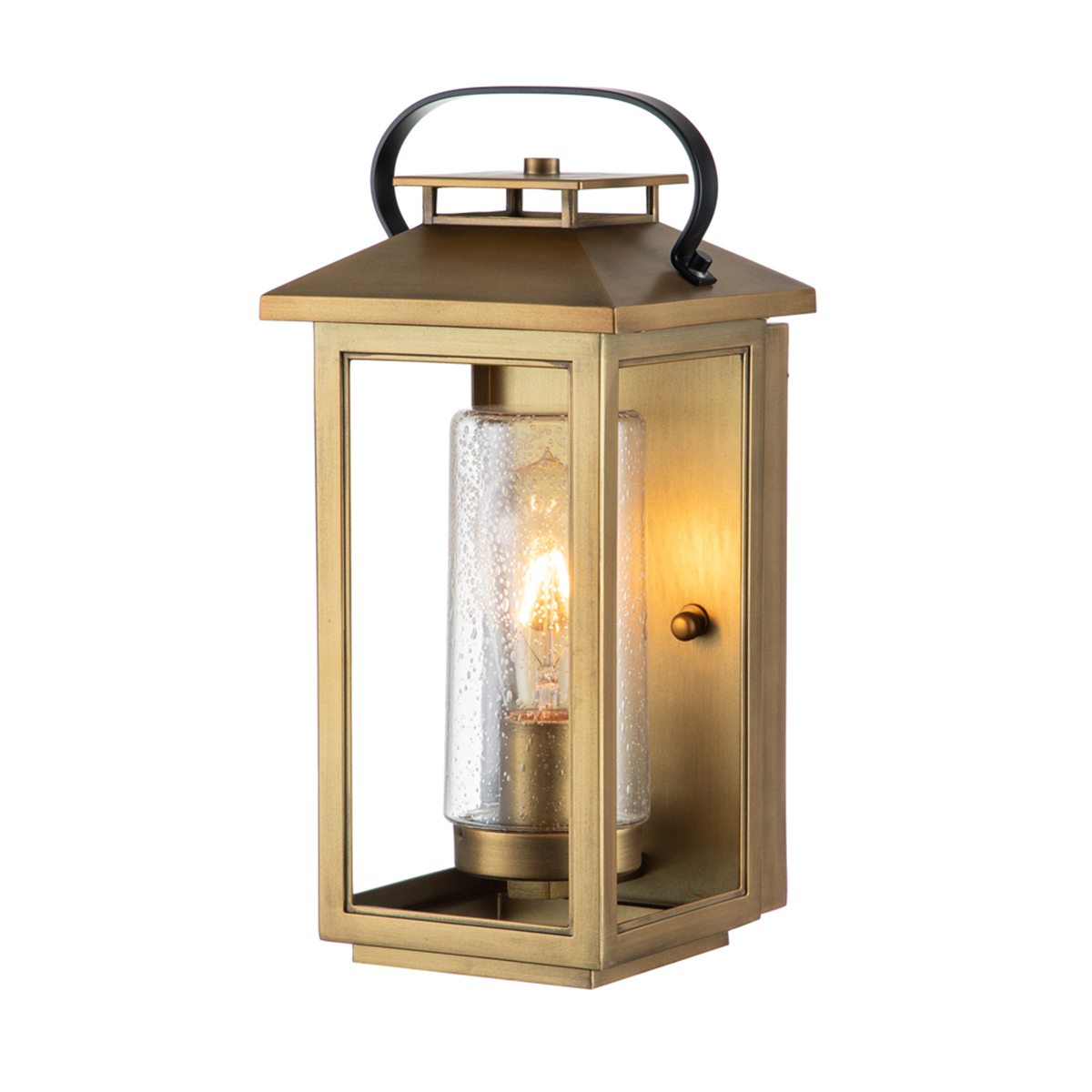 Quintiesse QN-ATWATER-S-PDB Atwater Single Small Outdoor Wall Lantern In Painted Distressed Brass Finish IP44