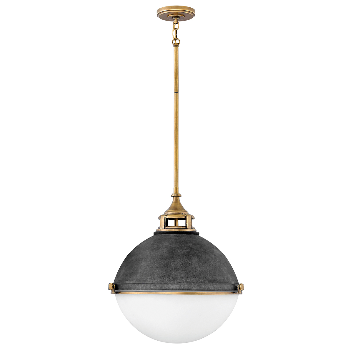 Quintiesse QN-FLETCHER-P-L-AZ Fletcher 3 Light Vintage Ceiling Pendant Light In Zinc And Heritage Brass