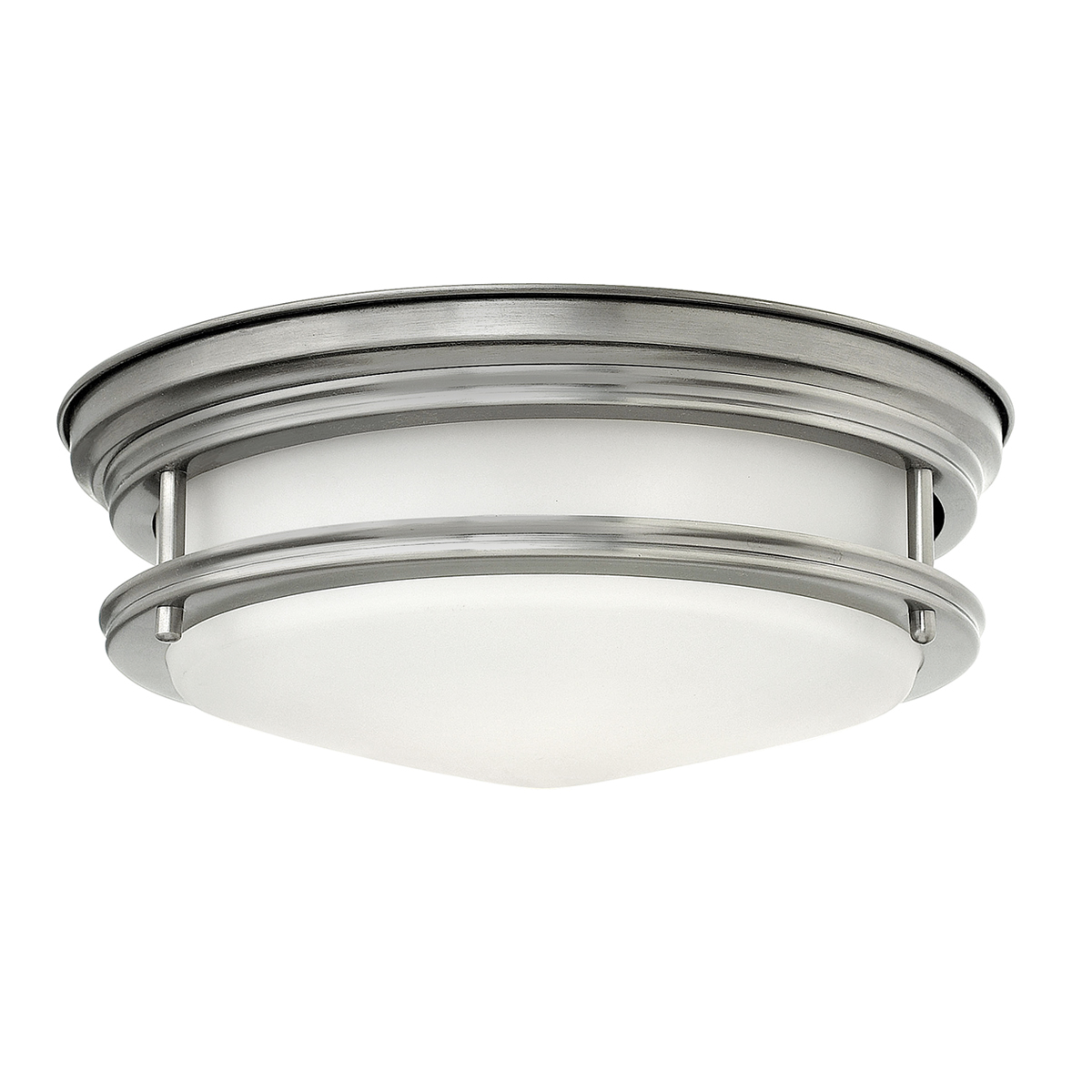 Quintiesse QN-HADRIAN-FS-AN-OPAL Hadrian 2 Light Flush Ceiling Light In Antique Nickel With Opal Glass IP44