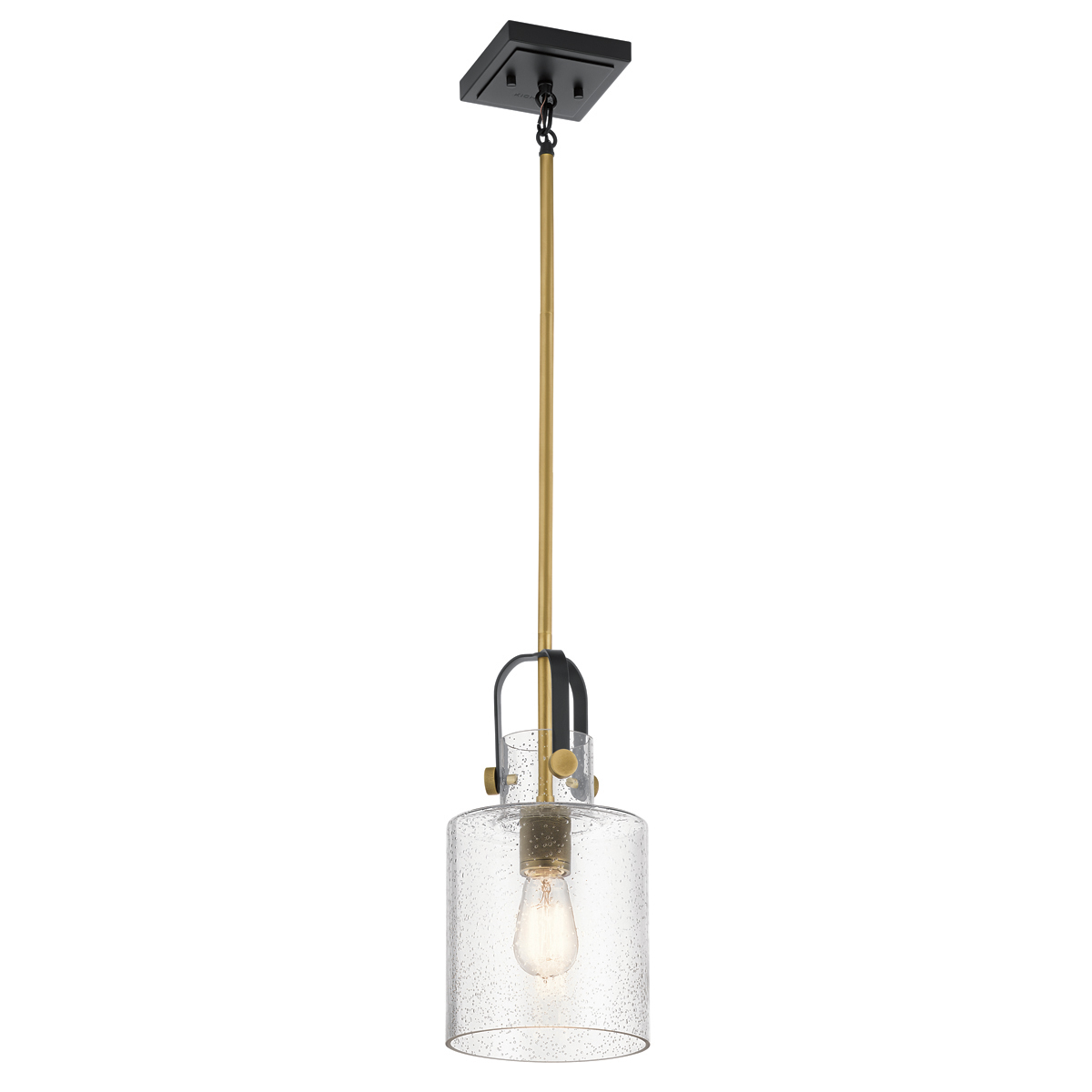 Quintiesse QN-KITNER-P-NBR Kitner Single Ceiling Pendant Light In Natural Brass And Black Finish