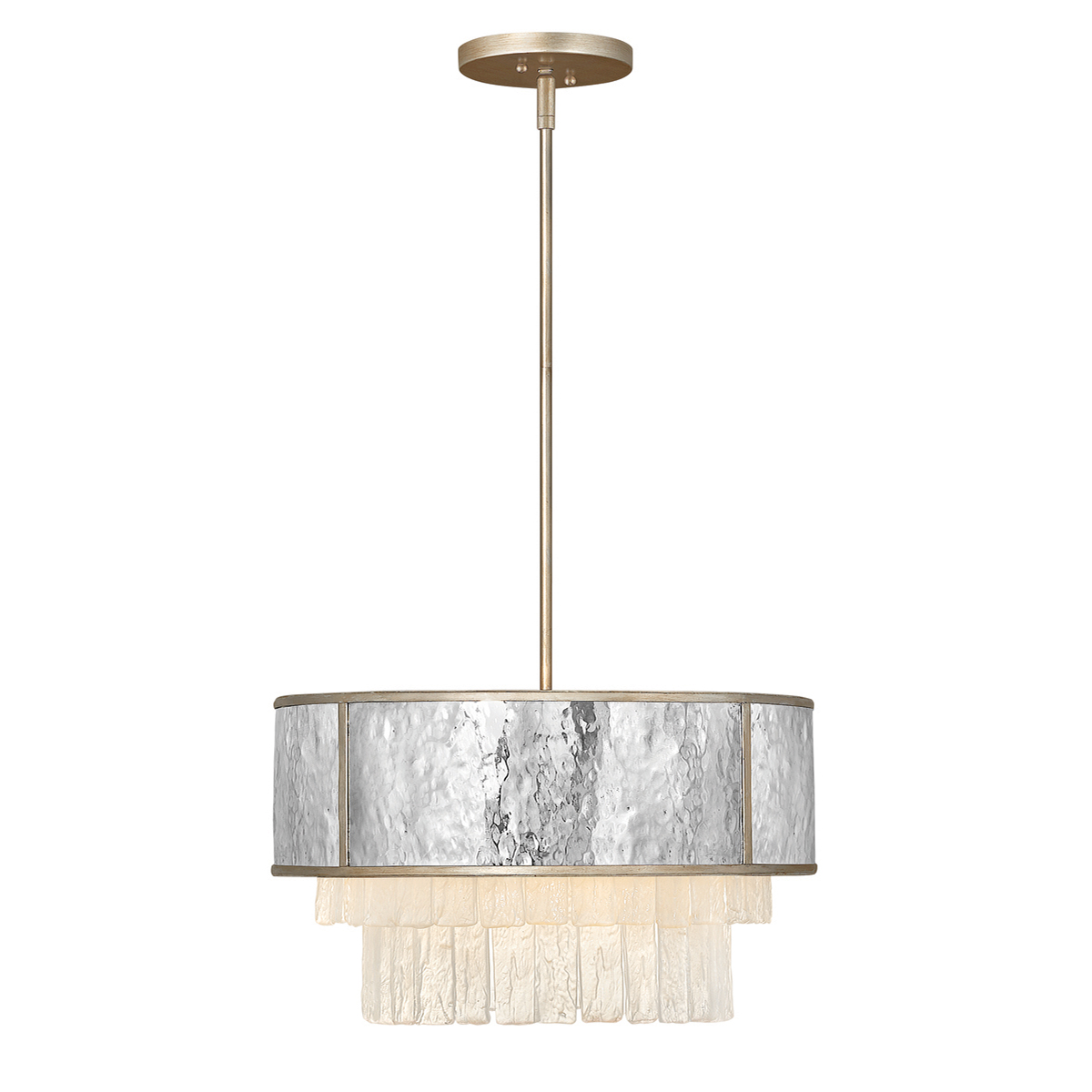 Image of Quintiesse QN-REVERIE-4P-CPG Reverie Ceiling Light In Hammered Stainless Steel and Champagne Gold
