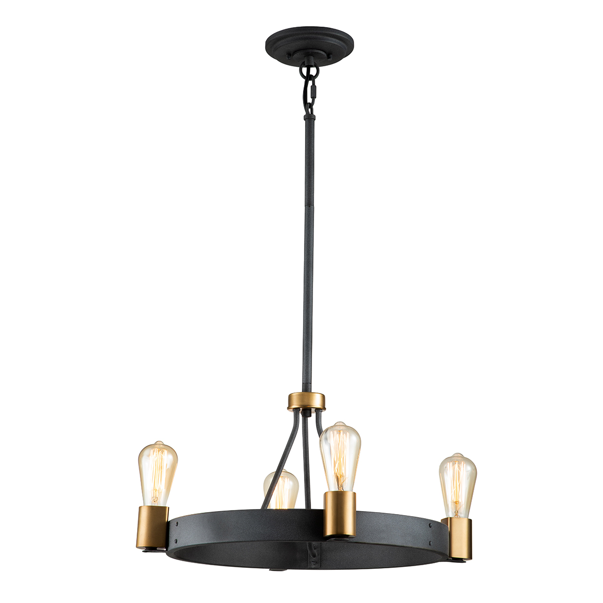 Quintiesse QN-SILAS-4P-DZ Silas 4 Light Ceiling Light In Aged Zinc And Heritage Brass Finish