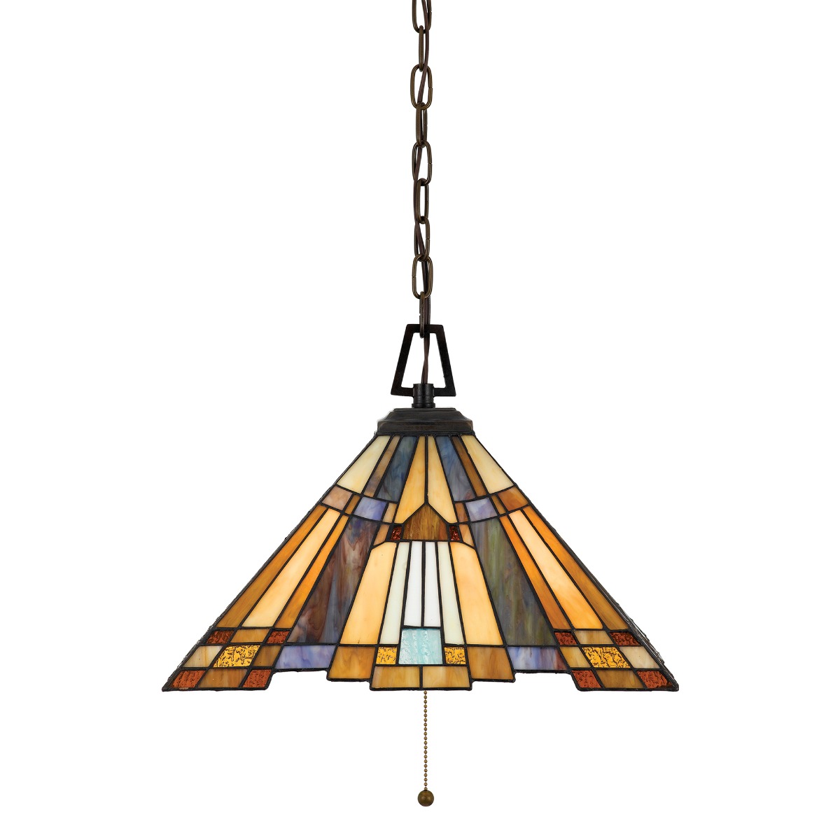 Image of QZ-INGLENOOK-P-A Inglenook 3 Light Tiffany Hanging Ceiling Pendant