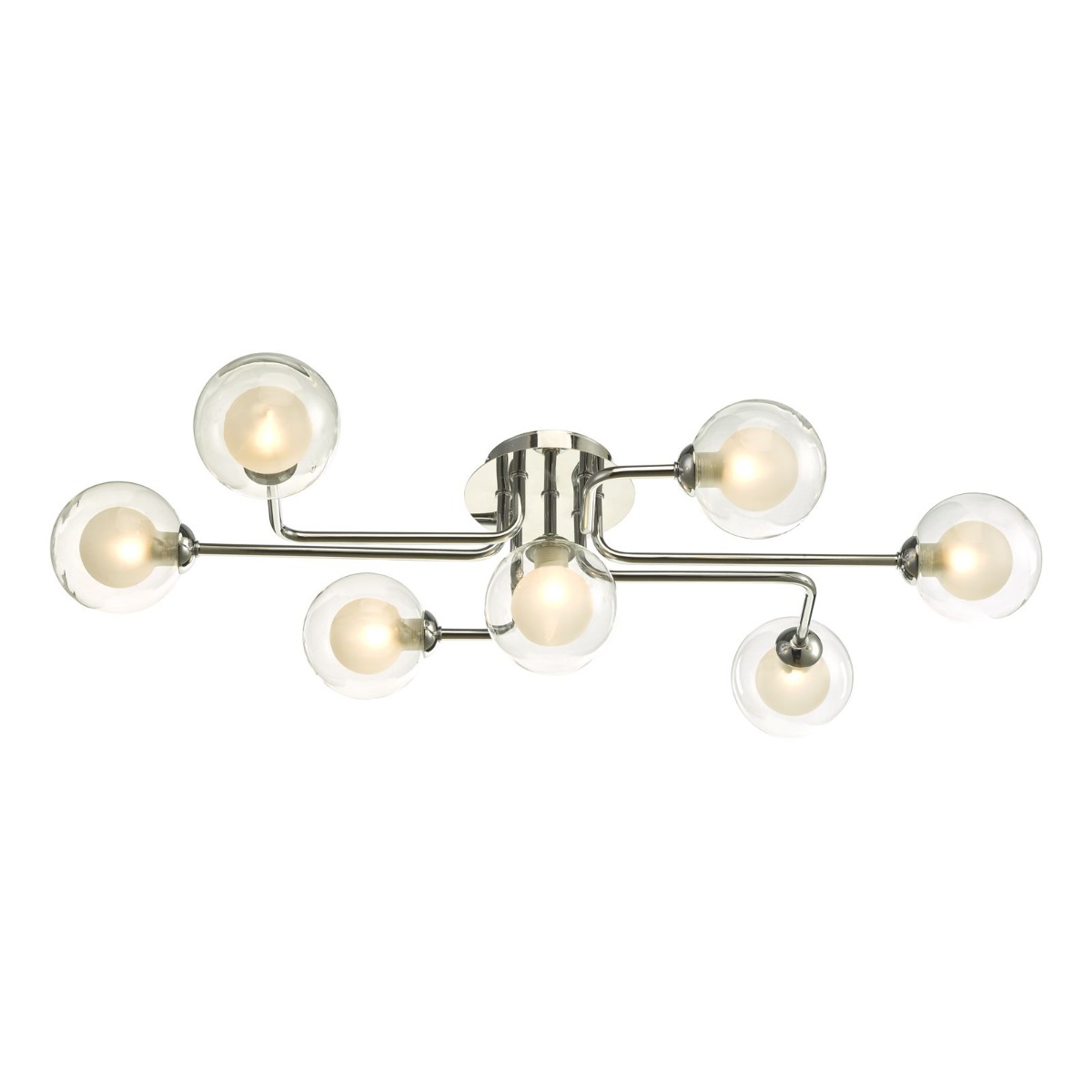 Dar Wisebuys Reyna 7 Light Semi Flush Ceiling Light In Polished Chrome With Duplex Glass