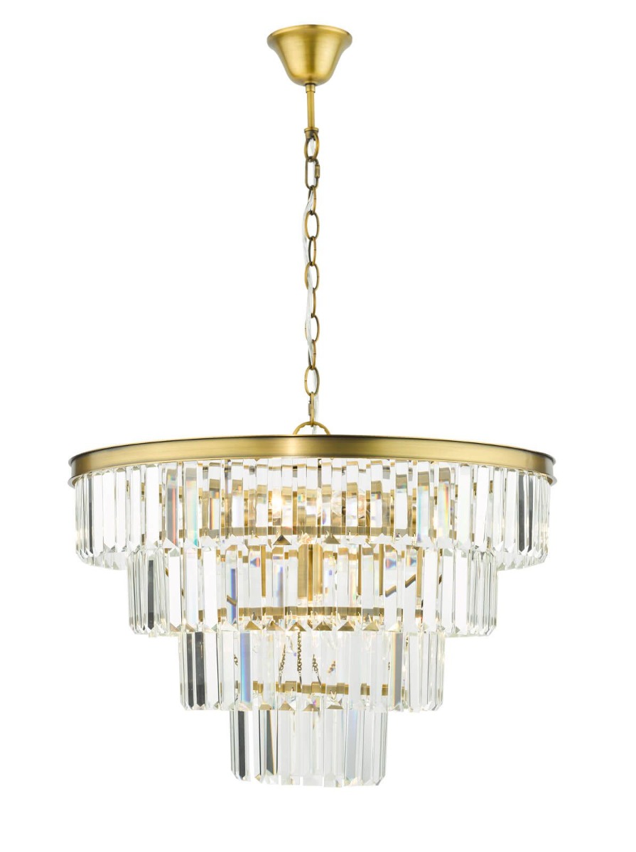 Dar Gold Lighting Rhapsody 6 Light Tiered Crystal Ceiling Pendant Light In Bronze Finish