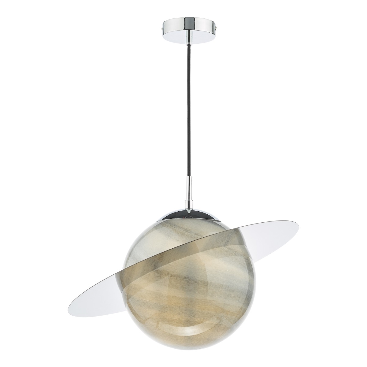 Dar Lighting Saturn Ceiling Pendant Light With Planet Style Glass Shade