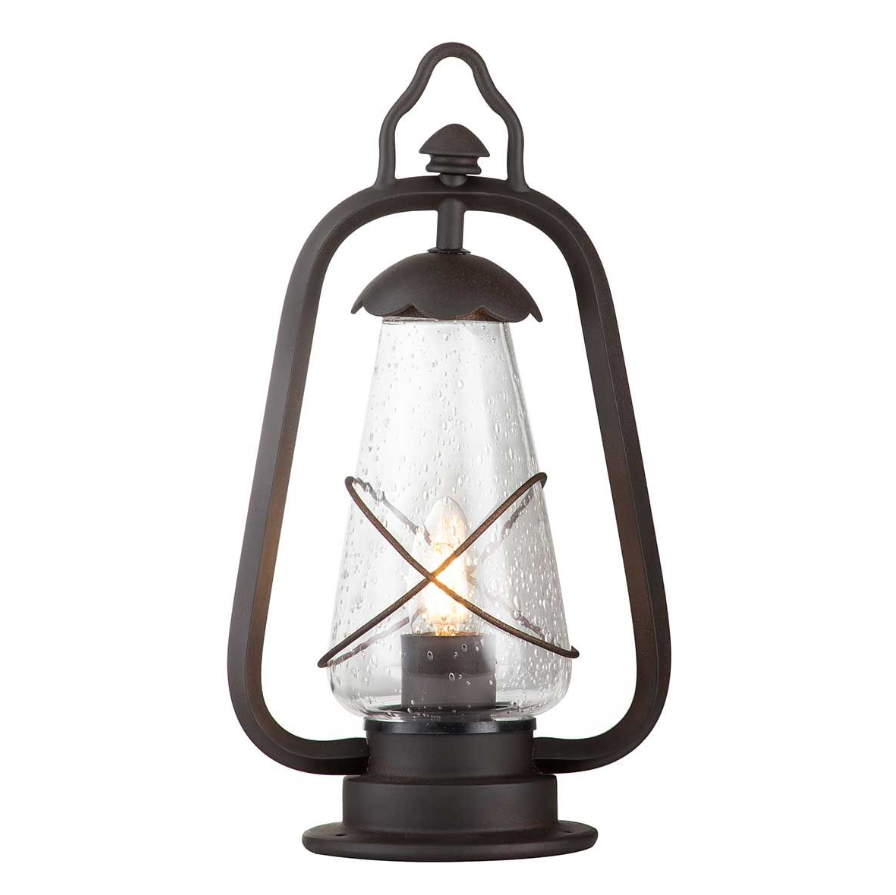 Elstead Miners Exterior Pedestal Lantern In Old Bronze Finish IP44