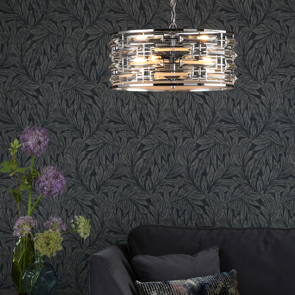 Dar SEV0650 Seville 6 Light Pendant Ceiling Light in Polished Chrome